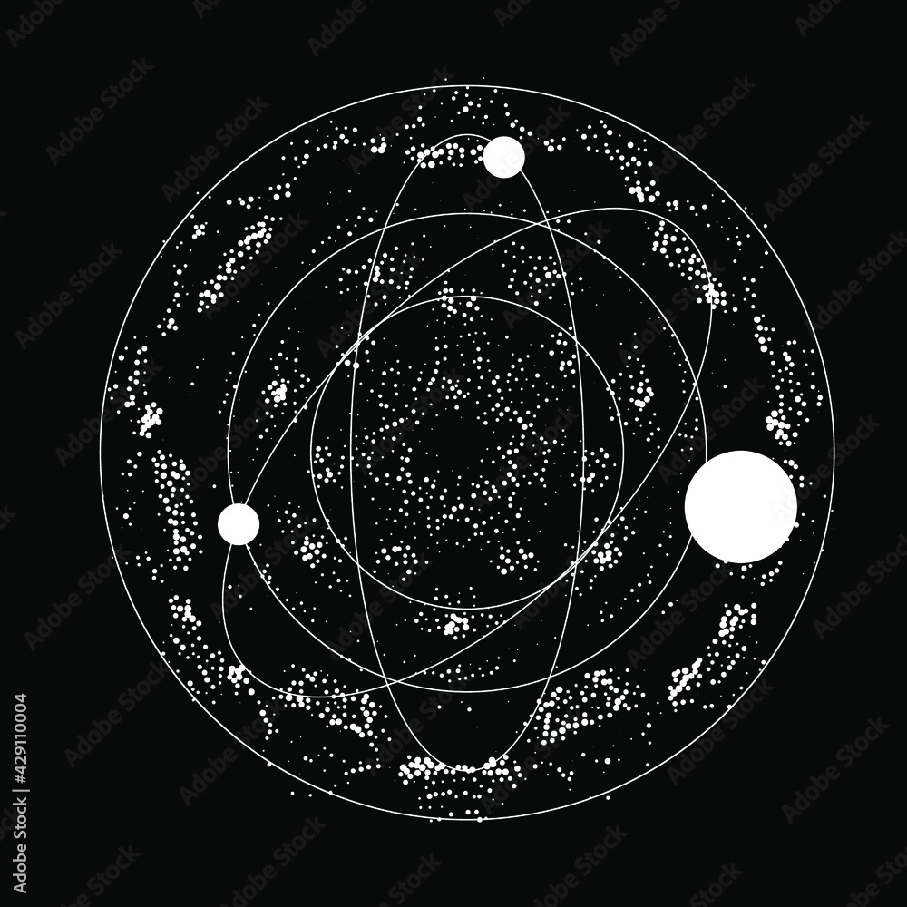 Poster An abstract orb composed of dots and particles. Vector illustration of a sphere.