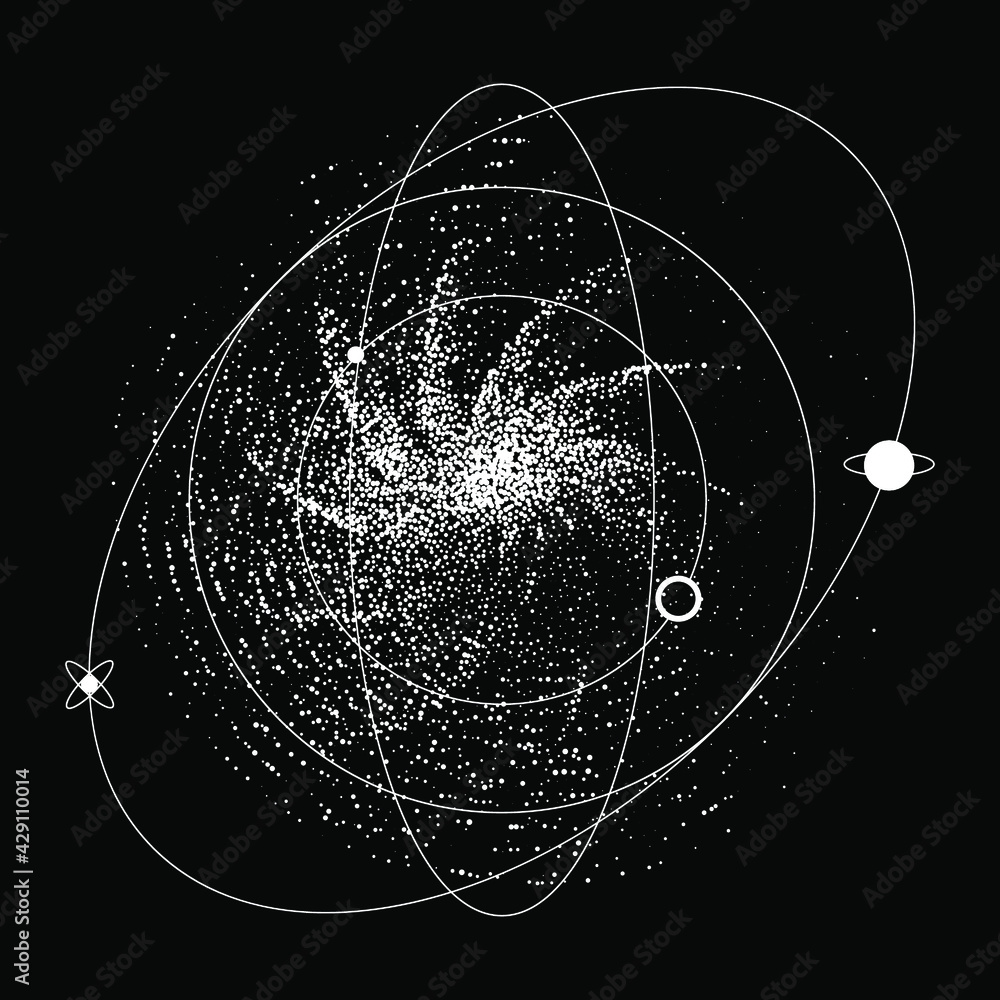 Poster An abstract orb composed of dots and particles. Vector illustration of a sphere.