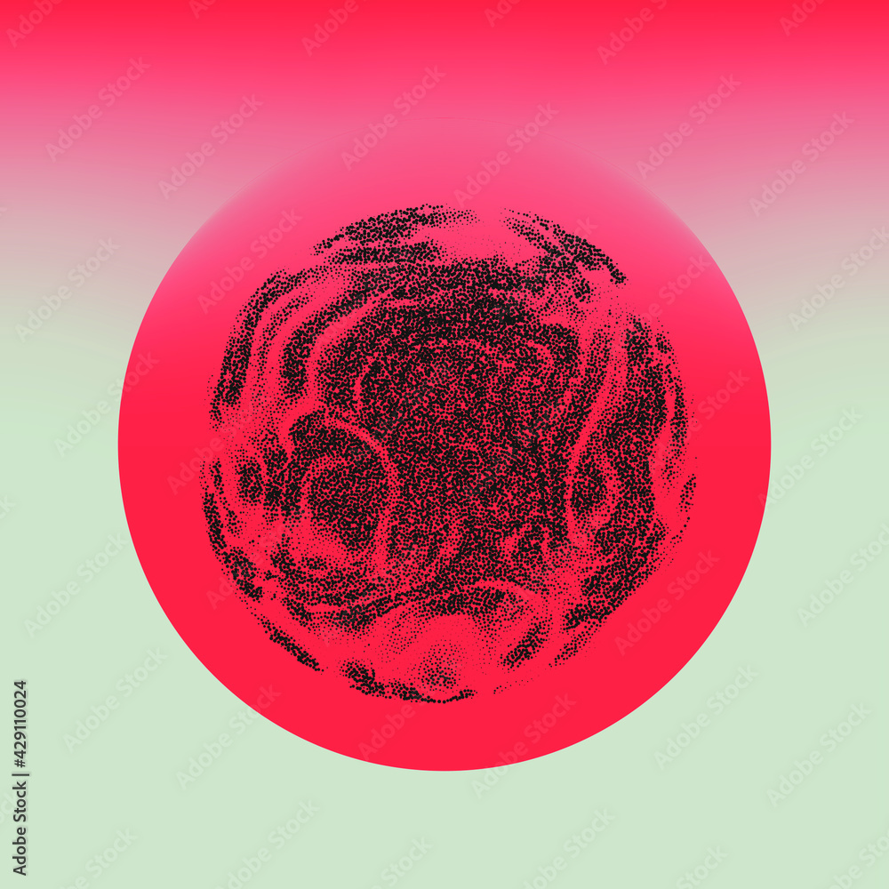 Poster An abstract orb composed of dots and particles. Vector illustration of a sphere.