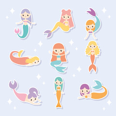 cute mermaids icons