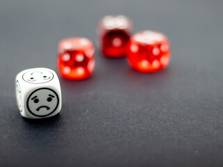colored dice on the table