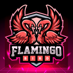Twins flamingo mascot.  esport logo design
