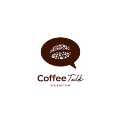 Coffee bean talk logo with bubble speak talk icon logo template