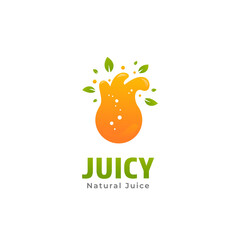 Natural lime fruit fresh juice logo with splash liquid orange icon illustration for juice bar or pressed juice business