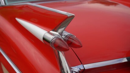 Back of luxury red retro car