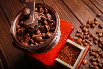 a coffee grinder and coffee