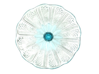 Glass decorative element of round shape in green color isolated on white background.