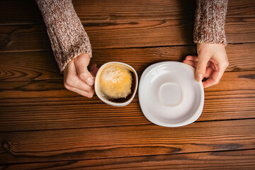 a female hands and coffee