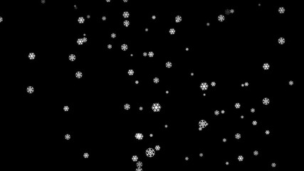 It's snowing. Falling snowflakes on a black background. After Effects animation.