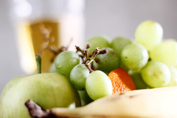 apples orange banana and grapes  healthy 