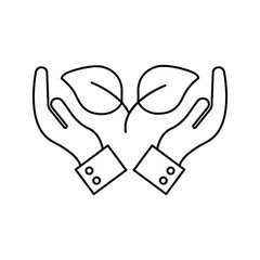 Hand with plant line and glyph icon, ecology and energy, eco friendly sign, vector graphics, a linear pattern color editable