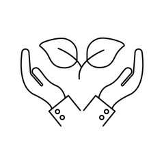 Naklejka premium Hand with plant line and glyph icon, ecology and energy, eco friendly sign, vector graphics, a linear pattern color editable