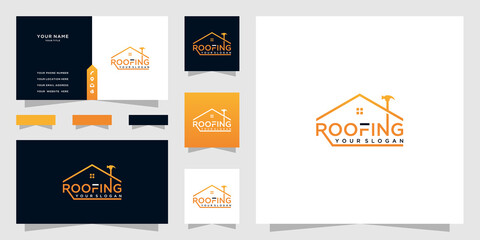 Home roofing logo and business card template