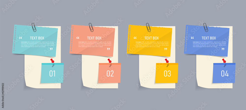 Poster text box design with note papers.
