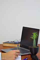 Fototapeta premium working home man home office telework 
