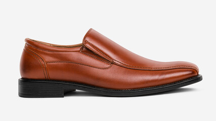 Brown leather slip-on men's shoes fashion