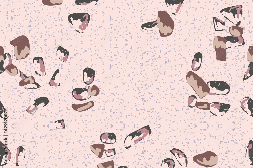 Poster terrazzo abstract pattern background on pink background