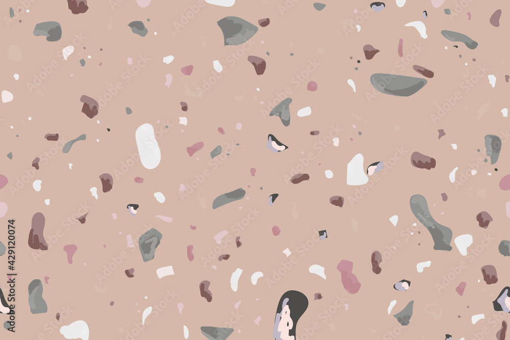 Poster terrazzo abstract pattern background on brown background