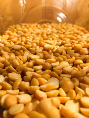 Yellow split peas in jar