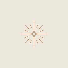 Obraz premium Sparkle star in golden monoline on beige background