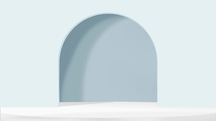 Fototapeta premium 3D arch product backdrop in blue simple style