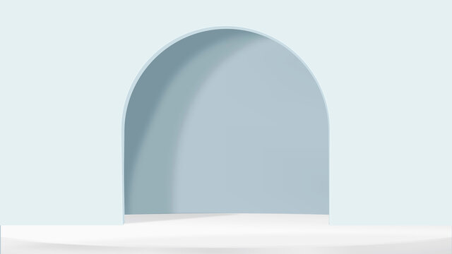 3D arch product backdrop in blue simple style © Rawpixel.com