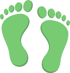 Walking footprints, in green