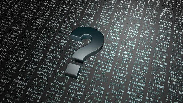 Question mark on the background of generating numbers and symbols.