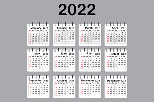 2022 calendar color in modern style. Calendar template. Business organizer. Vector illustration. EPS 10.