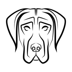 Black and white line art of Great Dane dog head. Good use for symbol, mascot, icon, avatar, tattoo, T Shirt design, logo or any design you want. - obrazy, fototapety, plakaty