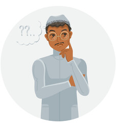 muslim man tinking in thoughtful mood