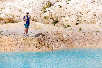 beautiful turquoise color of water in a kaolin quarry near the city of Kyshtym, Chelyabinsk region...