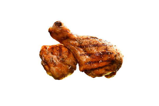 Grill Roast Bbq Chicken Legs Isolated On White Background