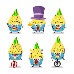 Fototapeta na wymiar Cartoon character of ice cream banana cup with various circus shows