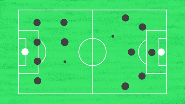 Soccer of Football Field Animation with 442 vs 352 Tactics
