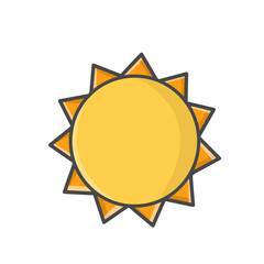 Cute Sun Character Flat Cartoon Emoticon Vector Template Design Illustration
