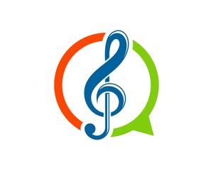 Circle bubble chat with music note inside