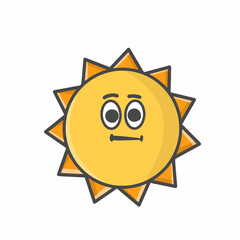 Cute Sun Character Flat Cartoon Emoticon Vector Template Design Illustration