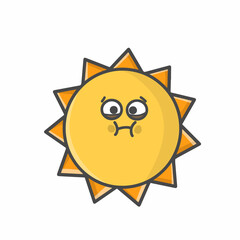 Cute Sun Character Flat Cartoon Emoticon Vector Template Design Illustration
