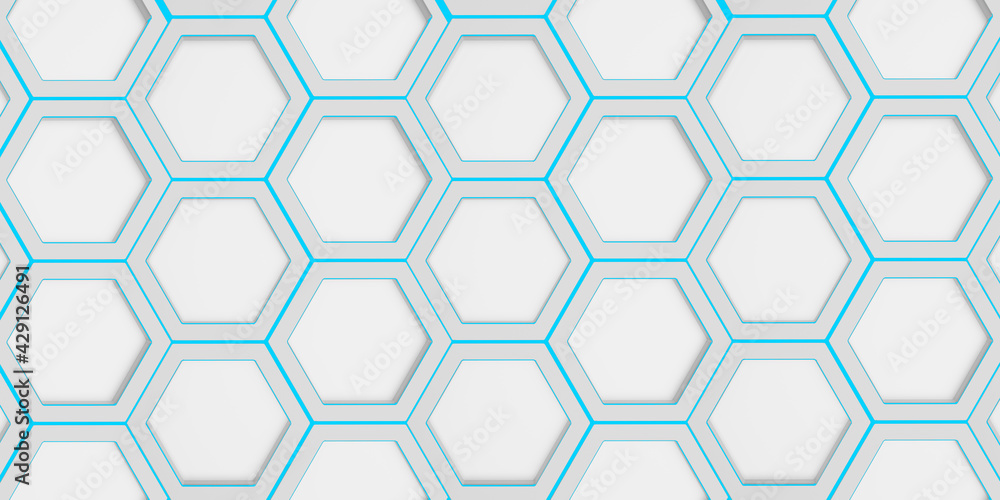 Poster geometric hexagon polygon pattern glossy hexagonal honeycomb 3d illustration hexagonal frame futuris