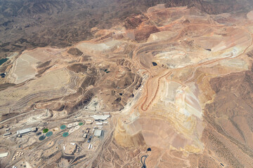 Aerial view of largest copper mine in North America near Morenci, Arizona, USA.