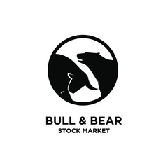 Bear and bull vector logo design players on Exchange and traders on a stock market