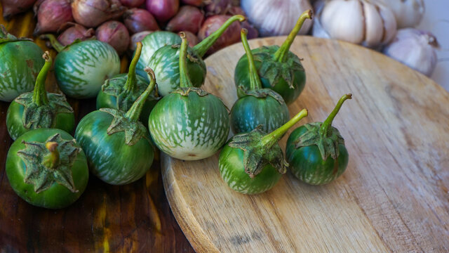 Close Up Of Small Green Eggplant