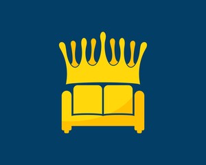 Yellow sofa furniture with crown in the top