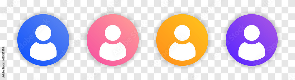 Poster User vector icons set in round shape interface design. Avatar in circle with transparent background.