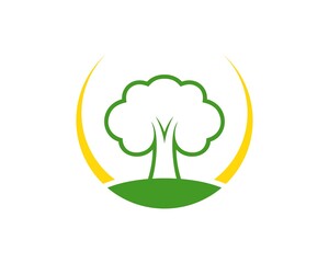 Circular swoosh with simple nature tree inside