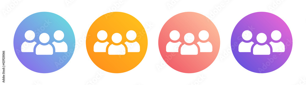 Poster group of people. multiplayer symbol vector icon.