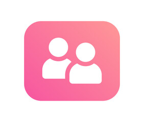Friends, two users in pink shape vector icon.