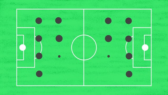 Soccer or Football Field Animation with 442 vs 442 Tactics