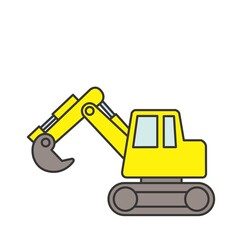 現場作業員と作業車のイラスト